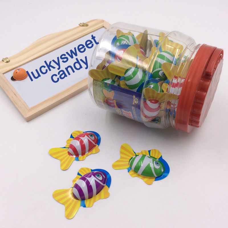 Coated chocolate candy with Cartoon fish