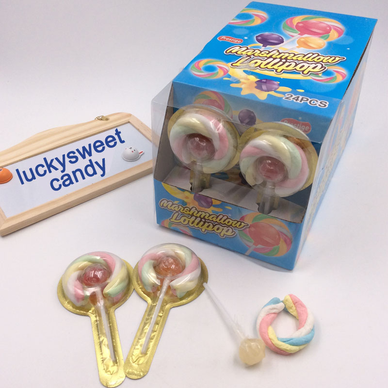 Lollipop candy with rainbow marshmallow 