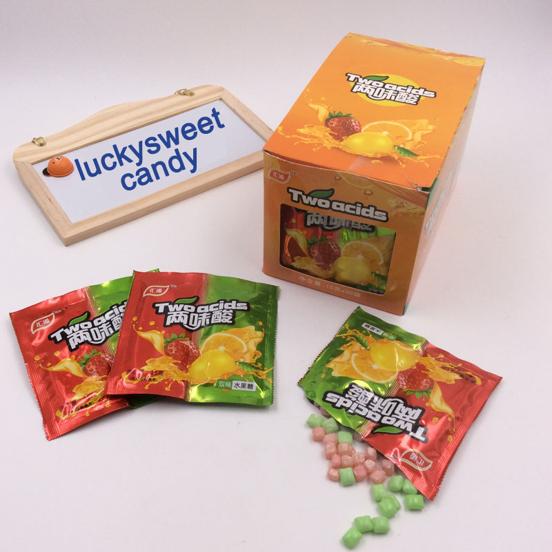 Two bags acids hard candy fruit flavour