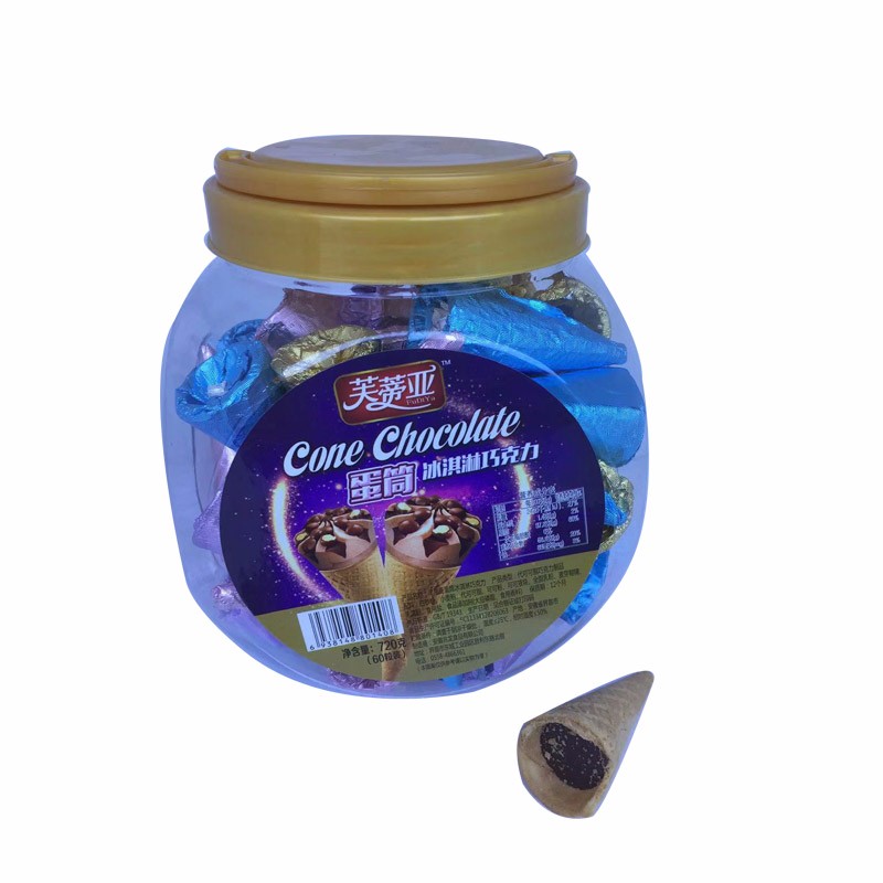 Crisp chocolate ice-cream in jar