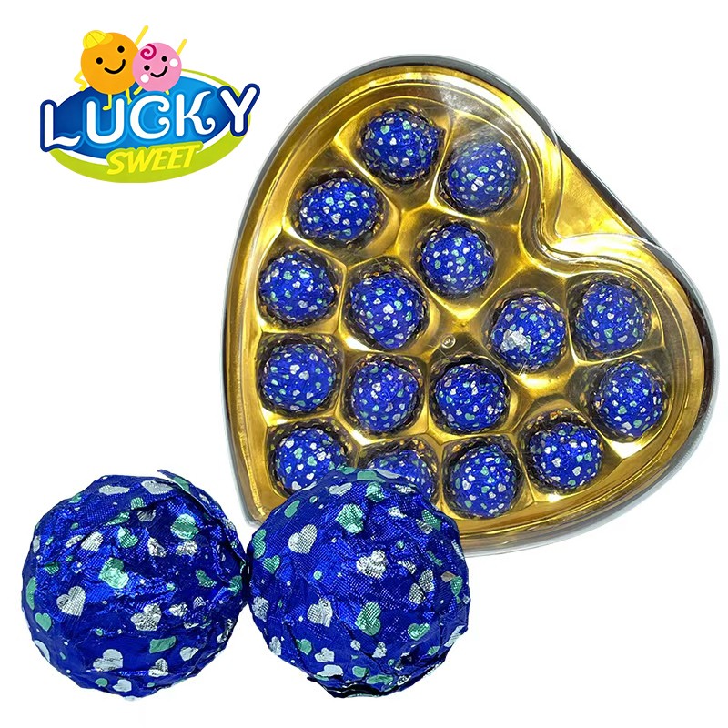 Blue heart chocolate balls Crispy chocolate