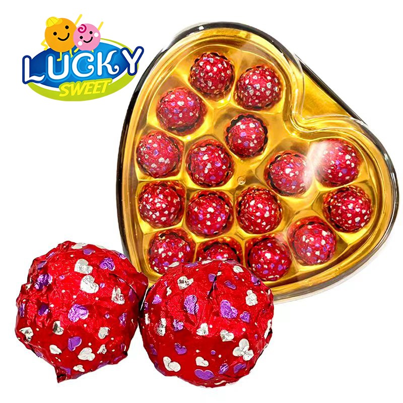 Red heart chocolate balls Crispy chocolate