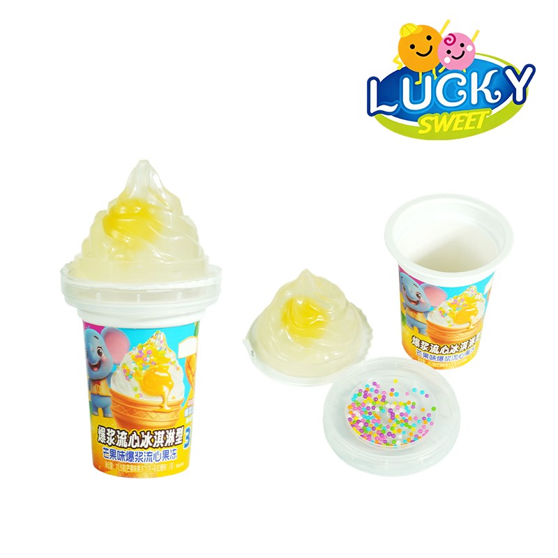 Mango Ice cream jelly with colorful mini candy
