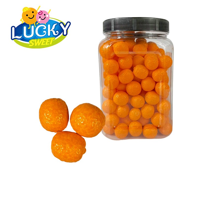 Orange bubble gum jar packing