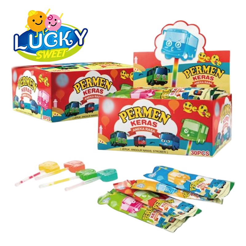 Bus lollipop candy fruit lollipop