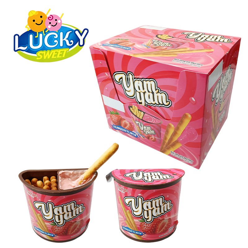 Strawberry jam chocolate cup biscuit sti