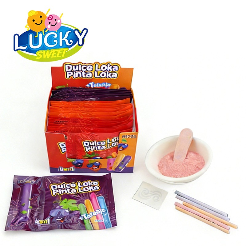 Fruit-flavored packaged powdered candy