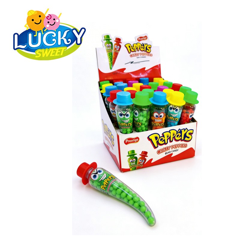 Pepper-shaped puffed candy