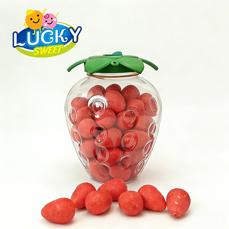 Strawberry-shaped bubble gum