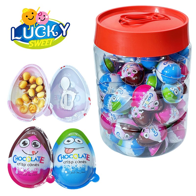 chocolate egg with big jar packing