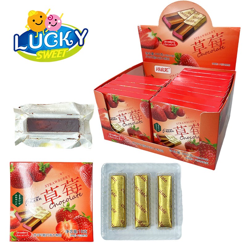 Strawberry chocolate bar, box pack