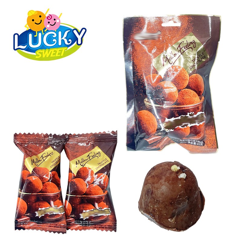 Truffle chocolate in bag with gummy candies