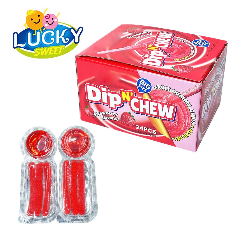 Dip chewy gummy candy strawberry gummy c