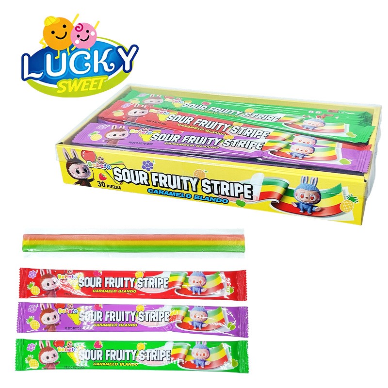 Rainbow gummy candy long candy