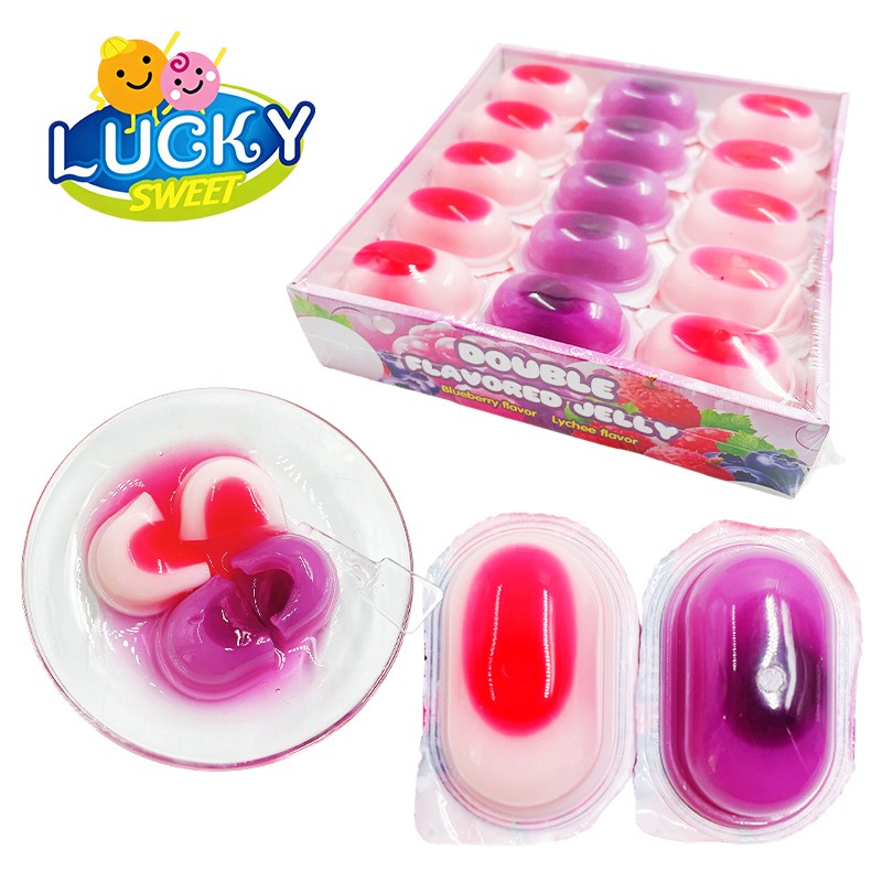 Lychee and Blueberry Jelly with a Flowing Jam liquid jam