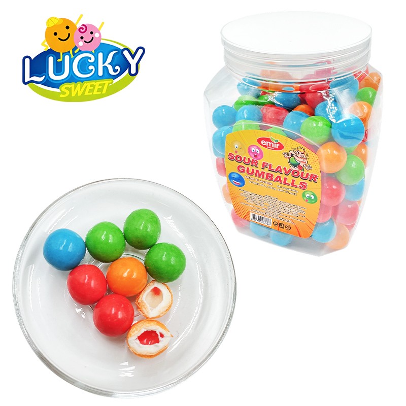 Sour bubble gum balls sandwich jam