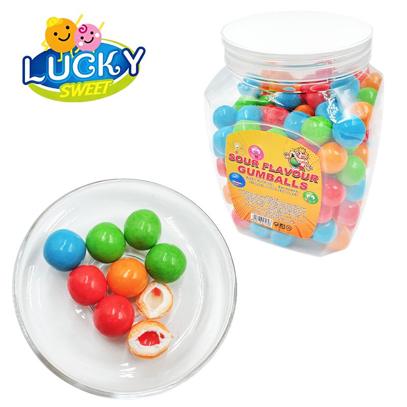 Sour bubble gum balls sandwich jam