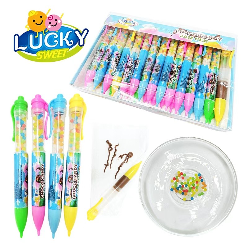 Colorful press candy with chocolate jam