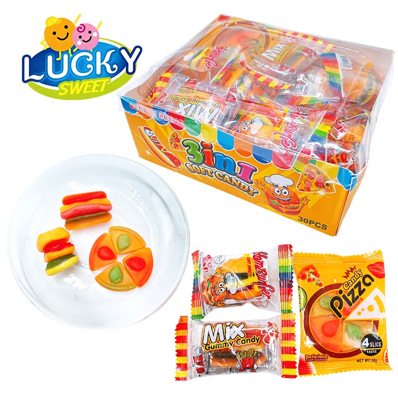 Hotdog pizza and hamburger gummy candy