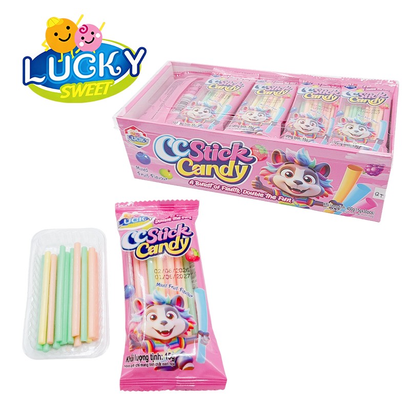 Colorful-haired wolf cartoon lollipop