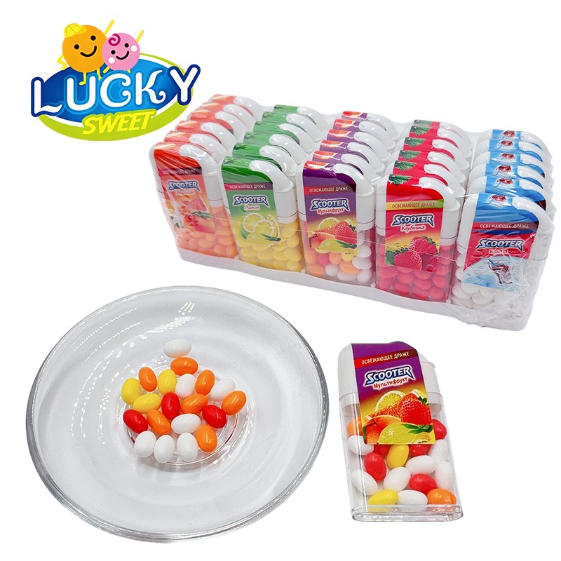 Colorful fruit-flavored pressed candies