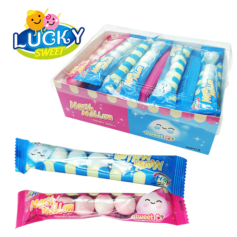 Hard-shell sour marshmallows